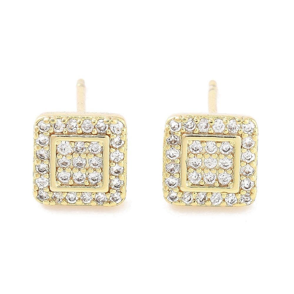 18k Cubic Zirconia Square Stud Earrings
